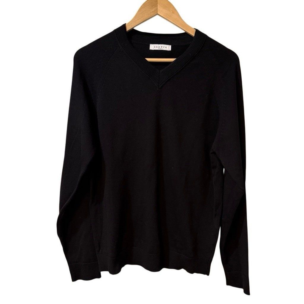Sandro Men’s Merino Wool V-Neck Sweater Size Xl Classic